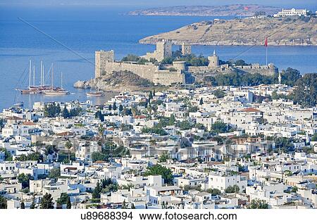 Picture - St Peter's Castle and Bodrum, elevated view, Bodrum, Turkey, Asia Minor, Asia. Fotosearch