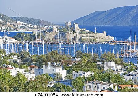 Picture - St Peter's Castle and Bodrum harbour, Bodrum, Turkey, Asia Minor, Asia. Fotosearch