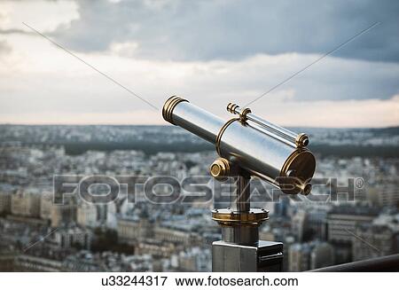 Telescope at top of Eiffel Tower, Paris, France View Large Photo Image Stock Photo - Telescope at top of Eiffel Tower, Paris, France. Fotosearch