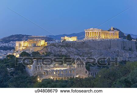 The Acropolis illuminated by floodlight, Athens, Greece, Europe View Large Photo Image Stock Photo - The Acropolis illuminated by floodlight, Athens, Greece, Europe. Fotosearch