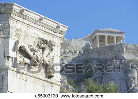 Tower of The Winds and Acropolis in the background, Athens, Greece, Europe View Large Photo Image Stock Image - Tower of The Winds and Acropolis in the background, Athens, Greece, Europe. Fotosearch