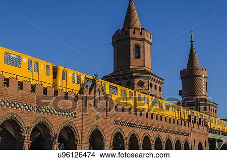 U-Bahn crossing Oberbaumbrucke (Oberbaum Bridge), Berlin, Germany View Large Photo Image Picture - U-Bahn crossing Oberbaumbrucke (Oberbaum Bridge), Berlin, Germany. Fotosearch