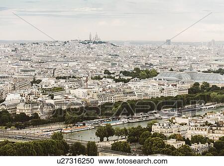 View from top of Eiffel Tower, Paris, France towards Monmatre and Sacre Coeur View Large Photo Image Stock Image - View from top of Eiffel Tower, Paris, France towards Monmatre and Sacre Coeur. Fotosearch