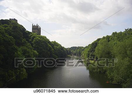 Stock Photography - View of river wear and Durham cathedral, United Kingdom. Fotosearch