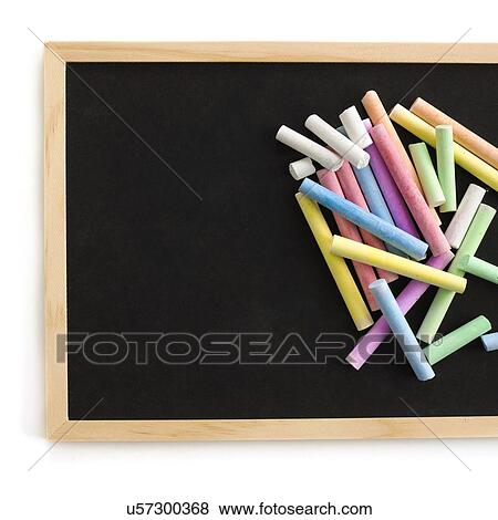 Coloured chalks and blackboard View Large Photo Image Stock Photo - Coloured chalks and blackboard. Fotosearch