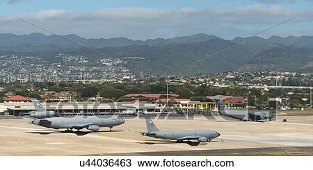 Stock Image - Airplanes at an airport, Oahu, Hawaii, USA. Fotosearch