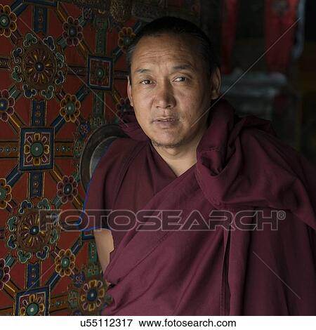 Stock Photo - Buddhist monk in Drepung Monastery, Lhasa, Tibet, China. Fotosearch