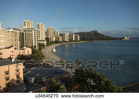 Buildings along beachfront, Waikiki, Honolulu, Oahu, Hawaii, USA View Large Photo Image Stock Image - Buildings along beachfront, Waikiki, Honolulu, Oahu, Hawaii, USA. Fotosearch