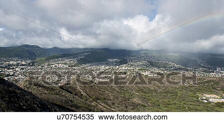 City viewed from Diamond Head, Kapahulu, Honolulu, Oahu, Hawaii, USA View Large Photo Image Stock Photography - City viewed from Diamond Head, Kapahulu, Honolulu, Oahu, Hawaii, USA. Fotosearch