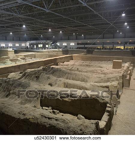 Stock Image - Excavation site at Terracotta Warriors Army Museum, Xi'an, China. Fotosearch