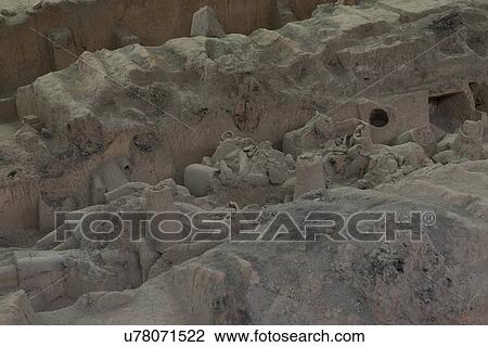 Stock Image - Excavation site at Terracotta Warriors Army Museum, Xi'an, China.. Fotosearch