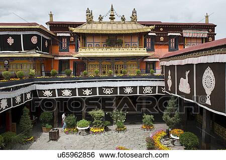 Facade of the Jokhang Temple, Lhasa, Tibet, China View Large Photo Image Stock Photograph - Facade of the Jokhang Temple, Lhasa, Tibet, China. Fotosearch
