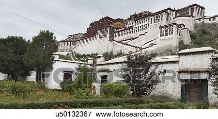 Stock Photo - Facade of the Potala Palace, Lhasa, Tibet, China. Fotosearch