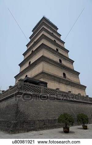 Stock Image - Giant Wild Goose Pagoda, Xi'an, Shaanxi, China.. Fotosearch