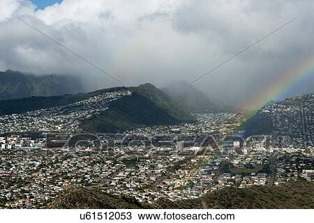 High angle view of city viewed from Diamond Head, Kapahulu, Honolulu, Oahu, Hawaii, USA View Large Photo Image Stock Image - High angle view of city viewed from Diamond Head, Kapahulu, Honolulu, Oahu, Hawaii, USA. Fotosearch
