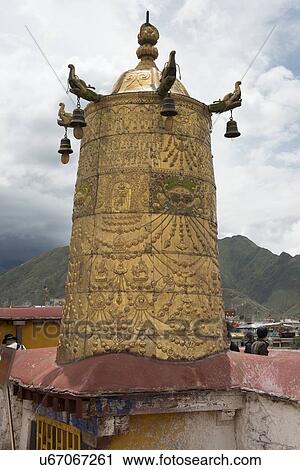 Stock Image - High section view of Jokhang Temple, Lhasa, Tibet, China. Fotosearch