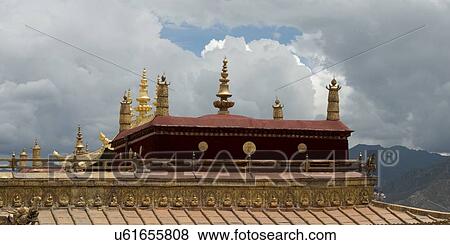 Stock Photo - High section view of Jokhang Temple, Lhasa, Tibet, China. Fotosearch