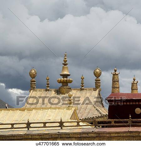 Stock Photography - High section view of Jokhang Temple, Lhasa, Tibet, China. Fotosearch