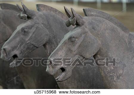 Horse statue at the Terracotta Warriors Army Museum, Xi'an, China. View Large Photo Image Stock Photo - Horse statue at the Terracotta Warriors Army Museum, Xi'an, China.. Fotosearch