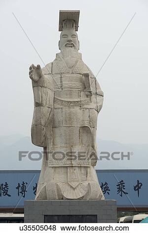 Stock Photo - Modern statue of emperor Qin Shi Huang near the site of his tomb in Xi'an, China. Fotosearch