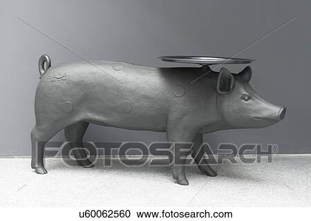 Stock Image - Pig sculpture at Westin Hotel, Xian, China,. Fotosearch