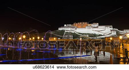 Picture - Potala Palace at night, Lhasa, Tibet, China. Fotosearch