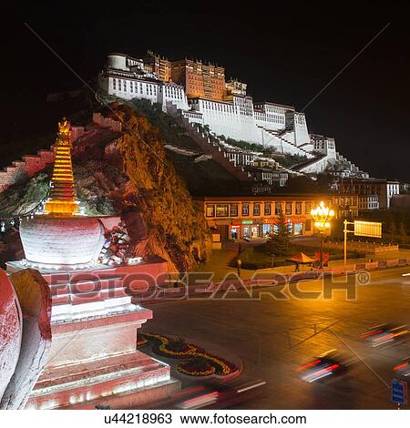 Potala Palace at night, Lhasa, Tibet, China View Large Photo Image Stock Image - Potala Palace at night, Lhasa, Tibet, China. Fotosearch