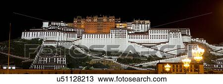 Stock Image - Potala Palace at night, Lhasa, Tibet, China. Fotosearch