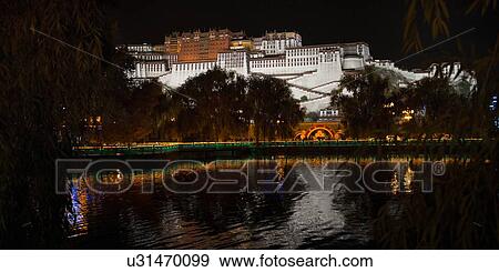 Potala Palace at night, Lhasa, Tibet, China View Large Photo Image Stock Photo - Potala Palace at night, Lhasa, Tibet, China. Fotosearch