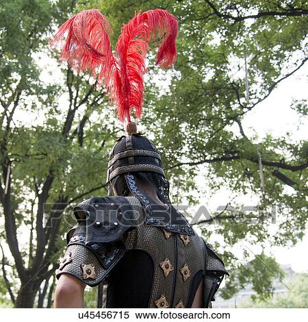 Rear view of soldier wearing armor, Xi'an, Shaanxi, China View Large Photo Image Stock Photography - Rear view of soldier wearing armor, Xi'an, Shaanxi, China. Fotosearch