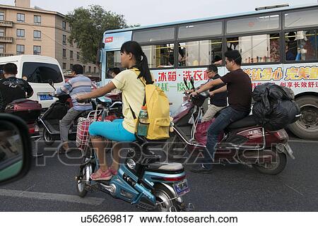 Road traffic at Xi'an, Shaanxi, China. View Large Photo Image Stock Photo - Road traffic at Xi'an, Shaanxi, China.. Fotosearch