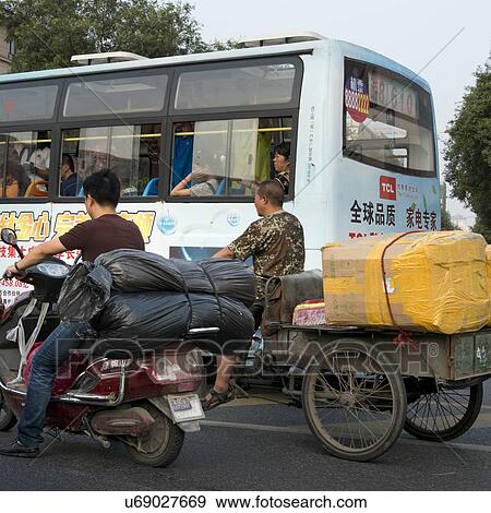 Stock Photo - Road traffic at Xi'an, Shaanxi, China.. Fotosearch