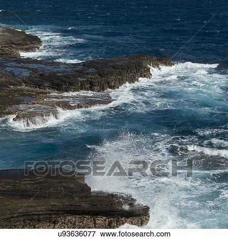Stock Photo - Rock formations on the coast, Makapuu Point, Oahu, Hawaii, USA. Fotosearch