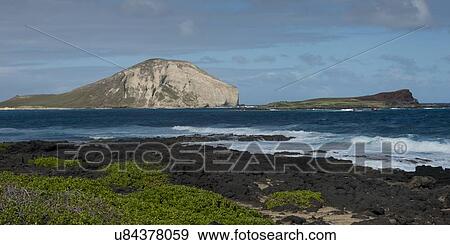 Stock Photo - Rock formations on the coast, Waimanalo, Makapuu Point, Honolulu, Oahu, Hawaii, USA. Fotosearch