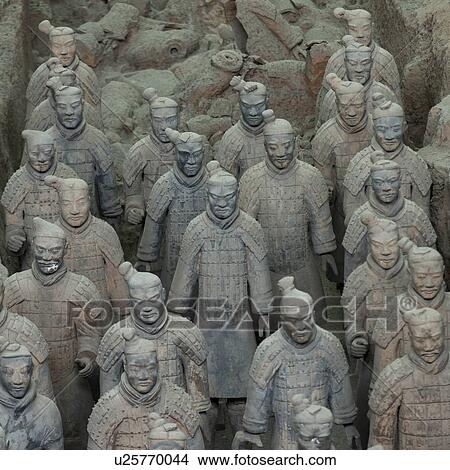 Picture - Terracotta warriors statue at the Terracotta Warriors Army Museum, Xi'an, China.. Fotosearch