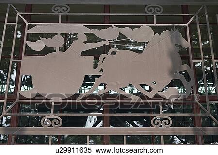 Stock Photography - Window grate representing chariot at Terracotta Warriors Army Museum, Xi'an, China.. Fotosearch