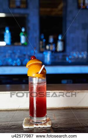 Stock Photo - Cocktail On Coaster In Bar. Fotosearch