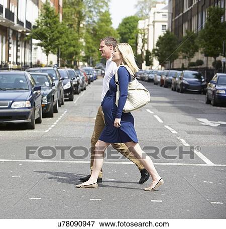 Couple With Pregnant Wife Crossing City Road View Large Photo Image Stock Photo - Couple With Pregnant Wife Crossing City Road. Fotosearch