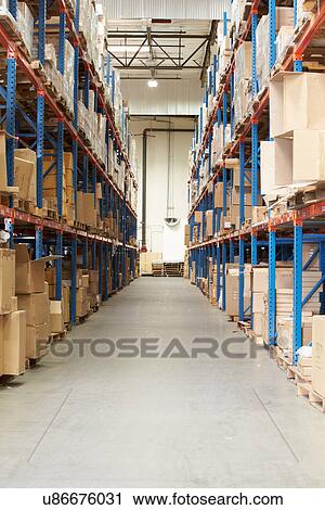 Interior Of Warehouse With Goods On Shelves View Large Photo Image Stock Image - Interior Of Warehouse With Goods On Shelves. Fotosearch