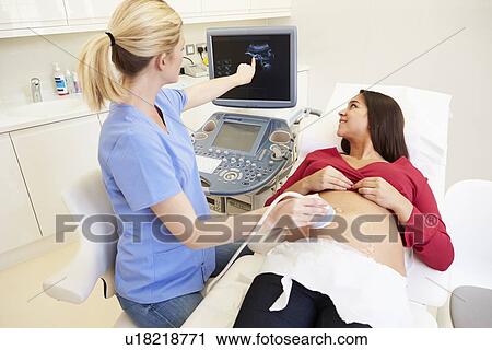 Stock Image - Portrait Of 4D Ultrasound Scanning Machine Operator. Fotosearch