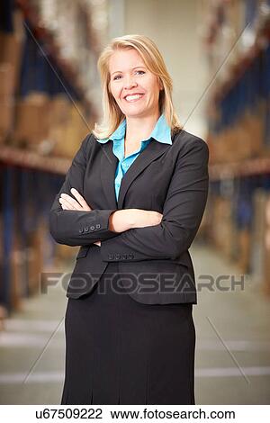 Portrait Of Female Manager In Warehouse View Large Photo Image Stock Image - Portrait Of Female Manager In Warehouse. Fotosearch