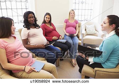 Picture - Pregnant Women Meeting At Ante Natal Class. Fotosearch