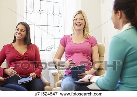 Stock Photo - Pregnant Women Meeting At Ante Natal Class. Fotosearch
