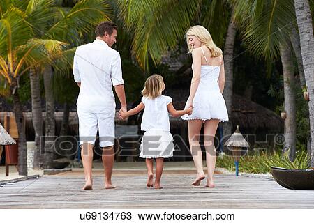 Rear View Of Family Walking On Wooden Jetty View Large Photo Image Stock Image - Rear View Of Family Walking On Wooden Jetty. Fotosearch