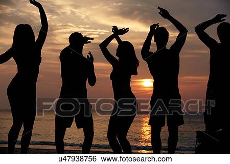 Silhouette Of Friends Having Beach Party View Large Photo Image Stock Photograph - Silhouette Of Friends Having Beach Party. Fotosearch