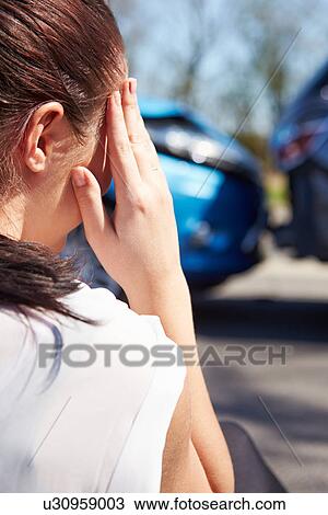 Stressed Driver Sitting At Roadside After Traffic Accident View Large Photo Image Stock Image - Stressed Driver Sitting At Roadside After Traffic Accident. Fotosearch