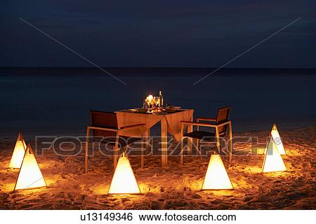 Table Set For Evening Meal In Outdoor Restaurant View Large Photo Image Stock Photograph - Table Set For Evening Meal In Outdoor Restaurant. Fotosearch