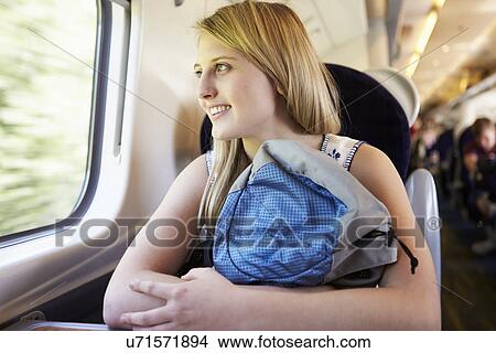 Teenage Girl Relaxing On Train Journey View Large Photo Image Picture - Teenage Girl Relaxing On Train Journey. Fotosearch