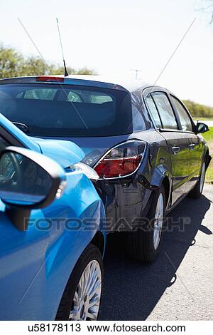Stock Image - Two Cars Involved In Traffic Accident. Fotosearch