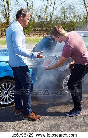 Stock Photo - Two Drivers Arguing After Traffic Accident. Fotosearch